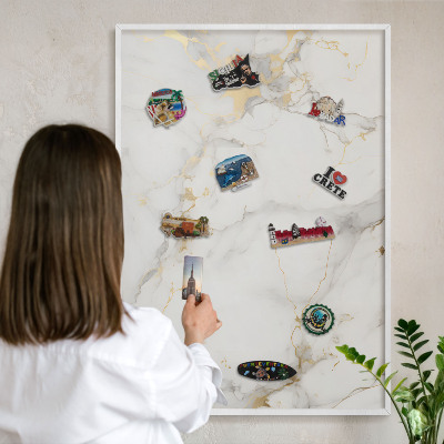 Tablero magnético de pared para imanes con marco blanco Elegancia delicada
