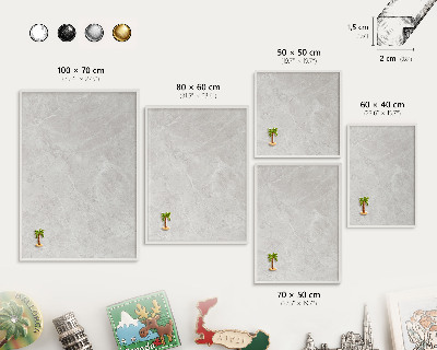 Tablero magnético de pared para imanes con marco blanco Mármol gris