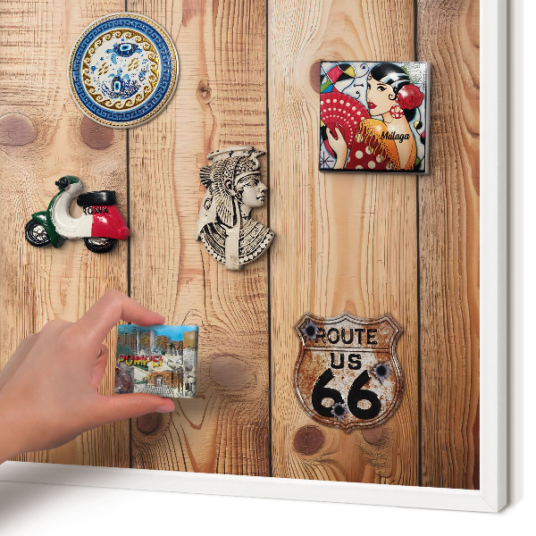 Tablero magnético de pared para imanes con marco blanco Tablas de madera