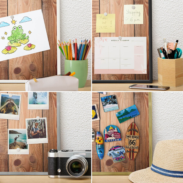 Tablero magnético de pared para imanes con marco blanco Tablas de madera