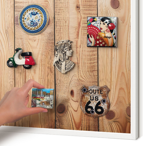 Tablero magnético de pared para imanes con marco blanco Tablas de madera