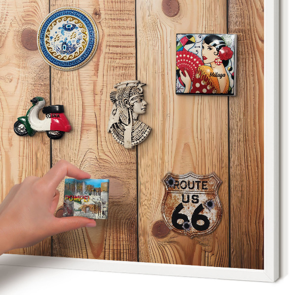 Tablero magnético de pared para imanes con marco blanco Tablas de madera