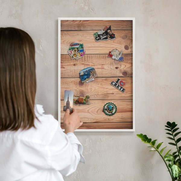 Tablero magnético de pared para imanes con marco blanco Tablas de madera