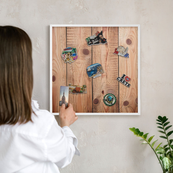 Tablero magnético de pared para imanes con marco blanco Tablas de madera