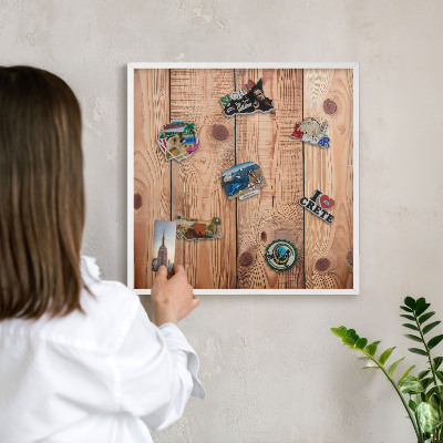 Tablero magnético de pared para imanes con marco blanco Tablas de madera