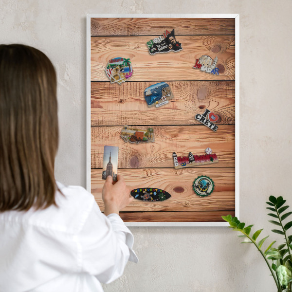 Tablero magnético de pared para imanes con marco blanco Tablas de madera