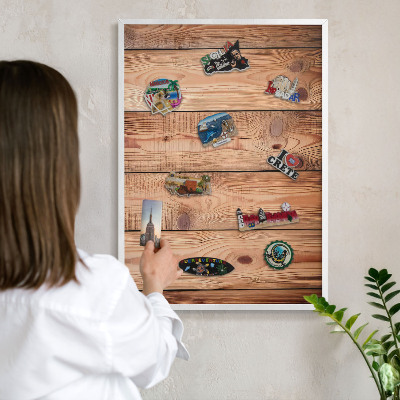 Tablero magnético de pared para imanes con marco blanco Tablas de madera