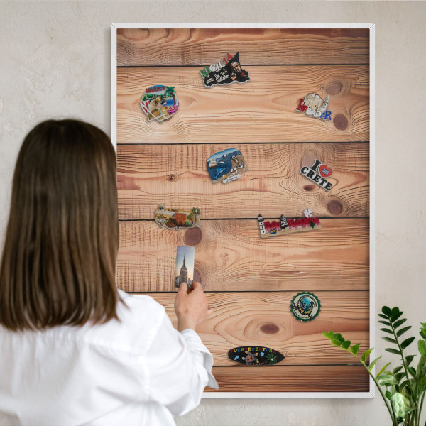 Tablero magnético de pared para imanes con marco blanco Tablas de madera