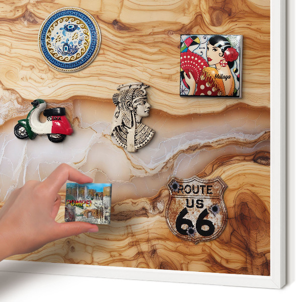 Tablero magnético de pared para imanes con marco blanco Elegancia de madera