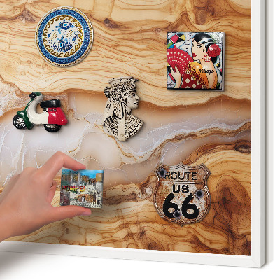 Tablero magnético de pared para imanes con marco blanco Elegancia de madera