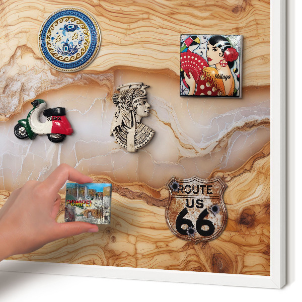 Tablero magnético de pared para imanes con marco blanco Elegancia de madera
