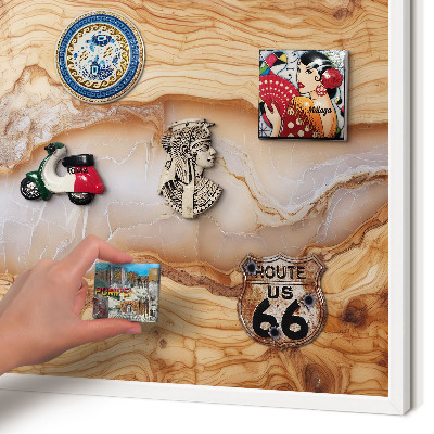 Tablero magnético de pared para imanes con marco blanco Elegancia de madera