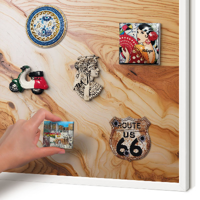 Tablero magnético metálico para souvenirs en color blanco Textura de madera
