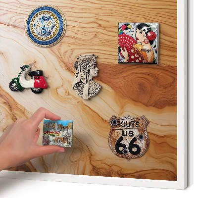 Tablero magnético metálico para souvenirs en color blanco Textura de madera