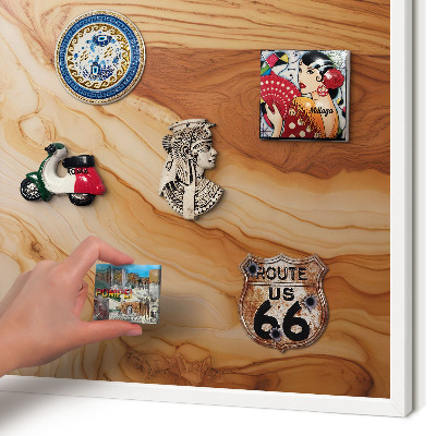 Tablero magnético metálico para souvenirs en color blanco Textura de madera