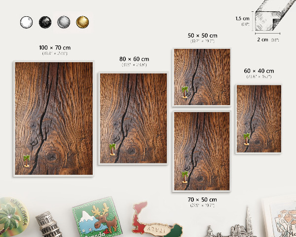 Tablero magnético de pared para imanes con marco blanco Textura de madera