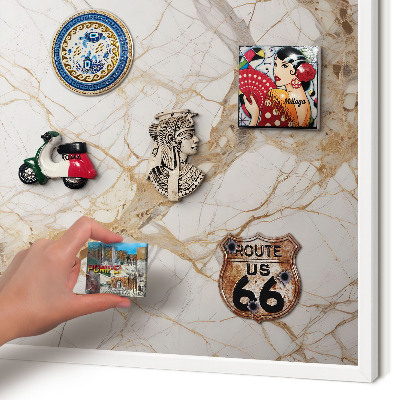 Tablero magnético de pared para imanes con marco blanco Elegancia del mármol