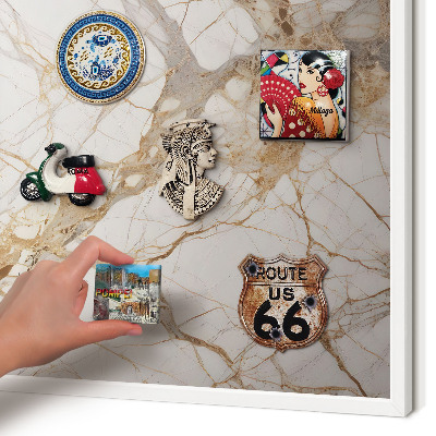 Tablero magnético de pared para imanes con marco blanco Elegancia del mármol