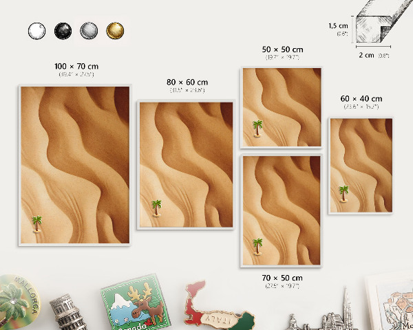 Tablero magnético de pared para imanes con marco blanco Olas de arena