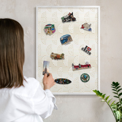 Tablero magnético metálico para souvenirs en color blanco Arcos artísticos