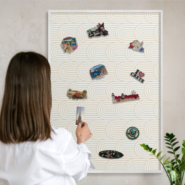 Tablero magnético metálico para souvenirs en color blanco Arcos artísticos