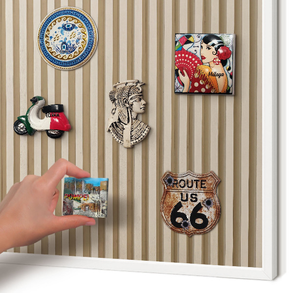 Tablero magnético de pared para imanes con marco blanco Listones de madera