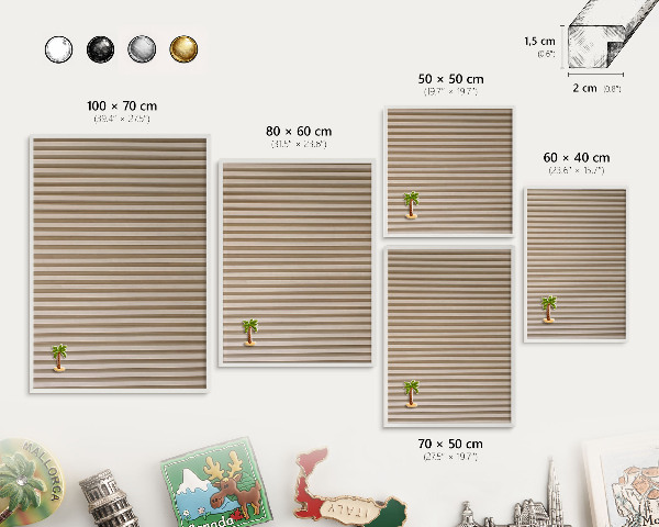 Tablero magnético de pared para imanes con marco blanco Listones de madera
