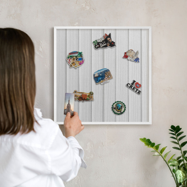 Tablero magnético de pared para imanes con marco blanco Rayas minimalistas