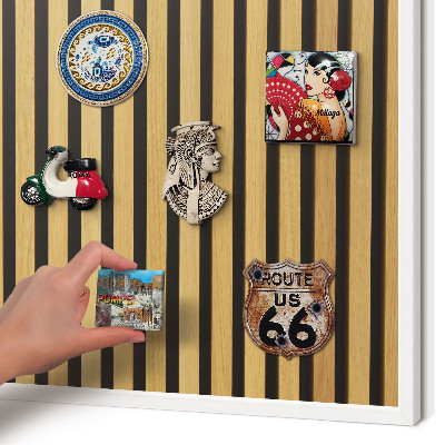 Tablero magnético metálico para souvenirs en color blanco Ritmos de madera