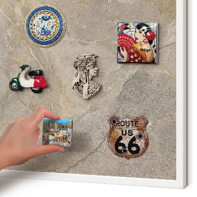 Tablero magnético metálico para souvenirs en color blanco Piedra beige