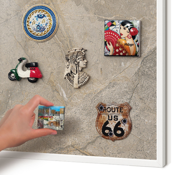 Tablero magnético metálico para souvenirs en color blanco Piedra beige