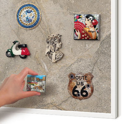 Tablero magnético metálico para souvenirs en color blanco Piedra beige