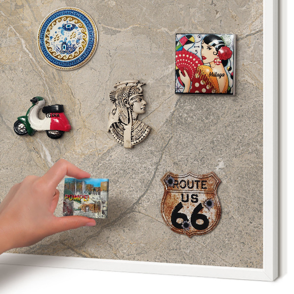 Tablero magnético metálico para souvenirs en color blanco Piedra beige