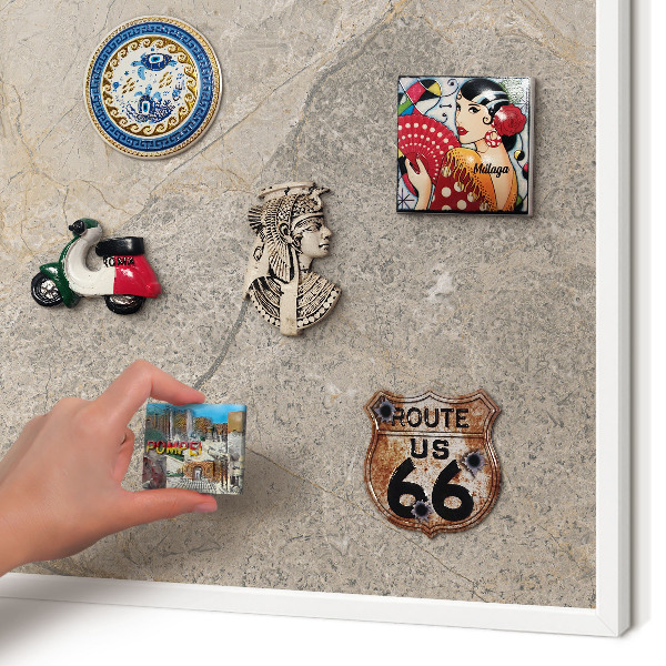 Tablero magnético metálico para souvenirs en color blanco Piedra beige