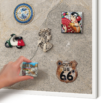 Tablero magnético metálico para souvenirs en color blanco Piedra beige