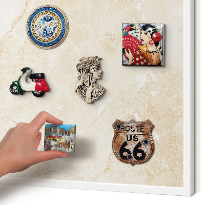 Tablero magnético de pared para imanes con marco blanco Mármol delicado