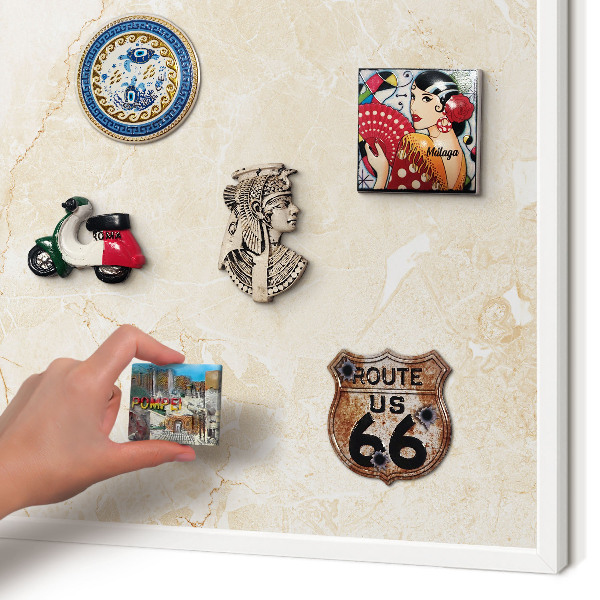 Tablero magnético de pared para imanes con marco blanco Mármol delicado