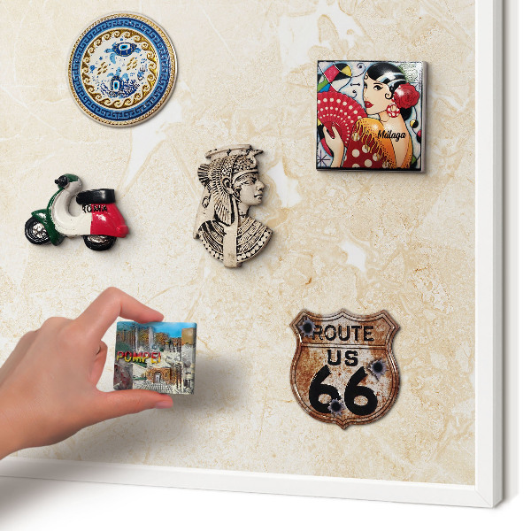 Tablero magnético de pared para imanes con marco blanco Mármol delicado