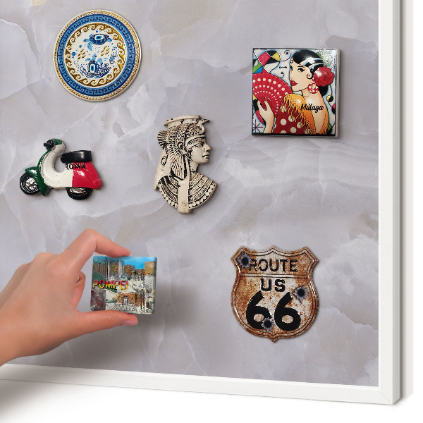 Tablero magnético de pared para imanes con marco blanco Elegancia gris