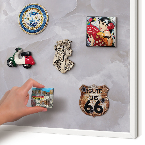 Tablero magnético de pared para imanes con marco blanco Elegancia gris