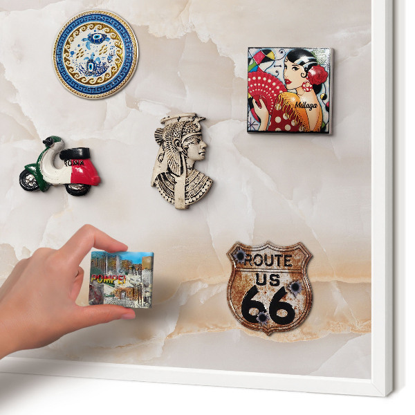 Tablero magnético metálico para souvenirs en color blanco Ondas sutiles