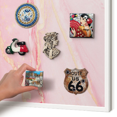 Tablero magnético de pared para imanes con marco blanco Elegancia rosa