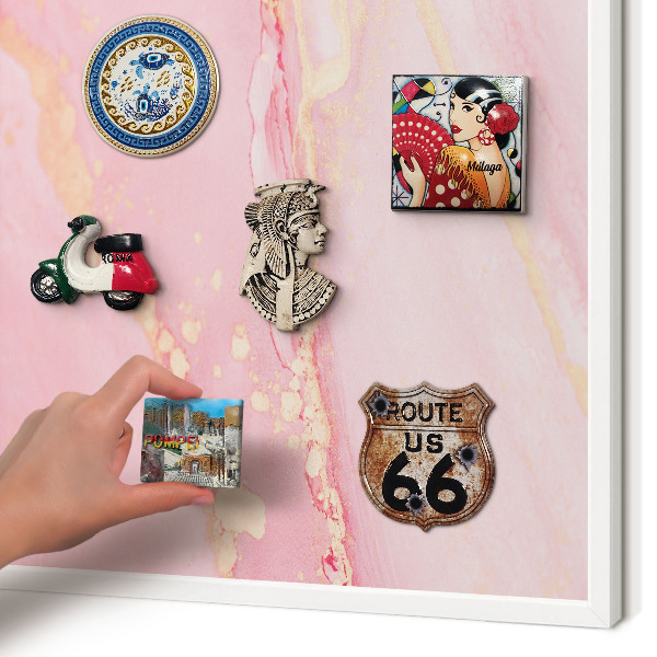 Tablero magnético de pared para imanes con marco blanco Elegancia rosa