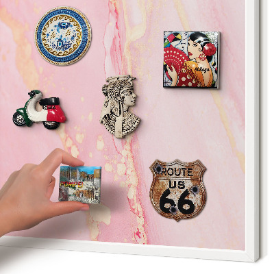 Tablero magnético de pared para imanes con marco blanco Elegancia rosa