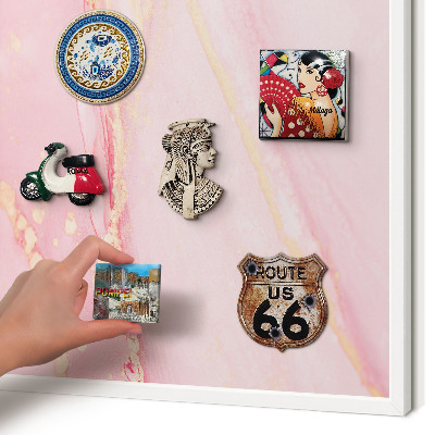 Tablero magnético de pared para imanes con marco blanco Elegancia rosa