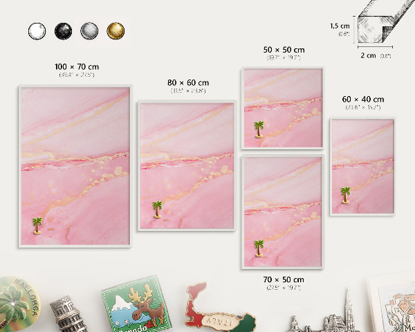 Tablero magnético de pared para imanes con marco blanco Elegancia rosa