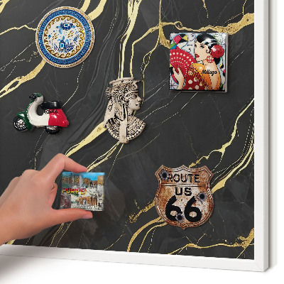 Tablero magnético de pared para imanes con marco blanco Ondas lujosas