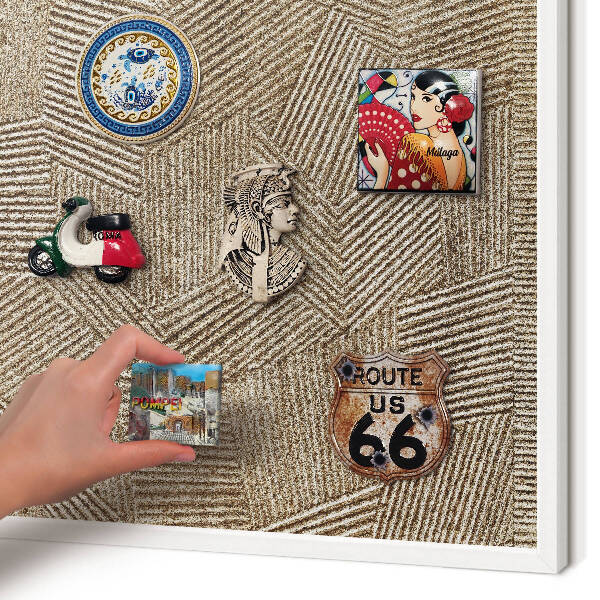 Tablero magnético de pared para imanes con marco blanco Patrón geométrico
