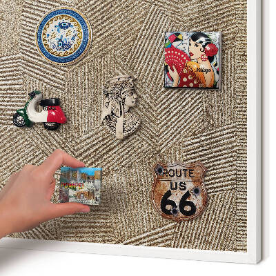 Tablero magnético de pared para imanes con marco blanco Patrón geométrico