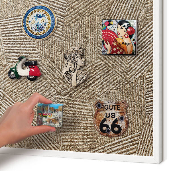 Tablero magnético de pared para imanes con marco blanco Patrón geométrico